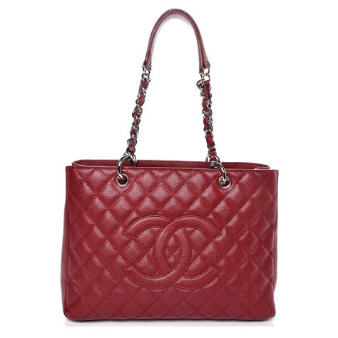 CHANEL Caviar Quilted XL Grand Shopping Tote GST Red